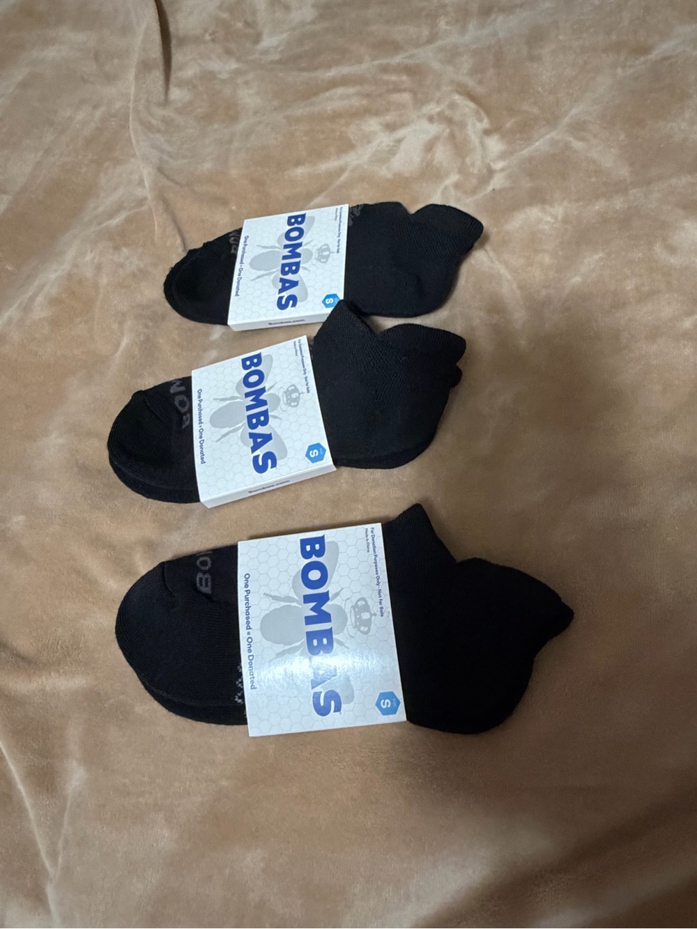 Bombas No-Show Socks - Black (3 Pair)Size Small NWT
